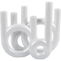Present Time kandelaar rings large metallic white