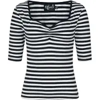 Hell Bunny - Rockabilly Shirt met lange mouwen - Warlock Top - XS tot 4XL - voor Vrouwen - zwart-wit - Maat XS