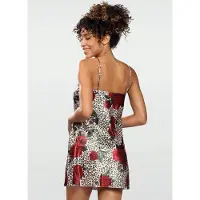 DKaren Hoogwardige satijn chemise roze print - Flowers L