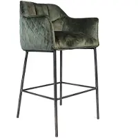 Bronx Velvet barkruk Jayron groen 82 cm