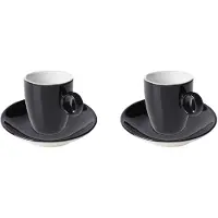 Maastricht porselein Espressokop en schotel Bart Colour Cafe 6.5 cl Zwart 2 stuks
