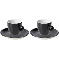 Maastricht porselein Schotel en koffiekop Bart Colour Cafe 17 cl Zwart 2 stuks