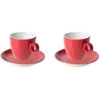 Maastricht porselein Schotel en koffiekop Bart Colour Cafe 17 cl Rood 2 stuks