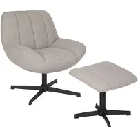 Livin24 Draaifauteuil met hocker Santa linnen taupe