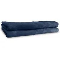 Linnick Diamond Velours Badlaken 100% Katoen 70x140cm - denim - Set van 2