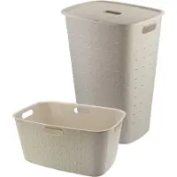 Curver Softex Wasmand met Deksel 56L + Wasmand 45L - Beige