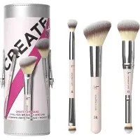 IT Cosmetics Celebrate Creative Looks 3-delige kwastenset - Make-upkwasten en reiskoffer - Voor het aanbrengen van oogschaduw, foundation en blush
