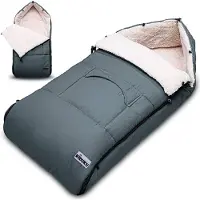 Kiduku Voetenzak grijs, 95 x 50 cm., kinderwagen voetenzak, wintervoetenzak