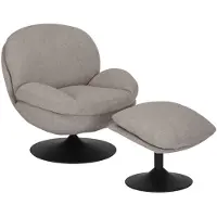 Livin24 Draaifauteuil met hocker Isobel linnen taupe