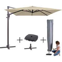 Madison Mega combi deal! parasol monaco flex iii ecru + voet + hoes
