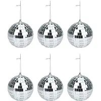 Arti Casa Articasa Disco kerstballen - 6x st - zilver - D6 cm - kunststof - Kerstbal
