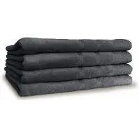 Linnick Diamond Velours Badlaken 100% Katoen 70x140cm - dark grey - Set van 4
