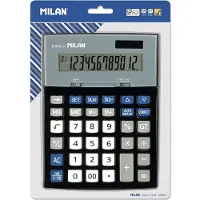 Milan Blister Pack Black 12 Digit Calculator With Check Button Zilver
