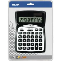 Milan Blister Pack Black 16 Digit Calculator Zilver