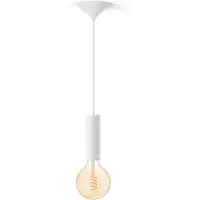 Philips Bundel: Witte Medium Pendellamp Koord - 3d Geprint Voor Filamentlampen + Warm Tot Koelwit Licht G125 Globe Filamentlamp