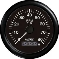 Recmar 0-8000 Rpm Tachometer Zwart 100 mm
