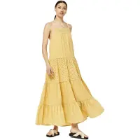 Superdry Vintage Cami Maxi-jurk met Kant Geel Grootte: 36