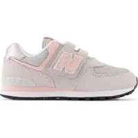 New Balance Kids Leren 574 Core Hook & Loop grijze sportschoenen (29 W), Leer, Plat, Klittenband, Casual, Grijs, kin PV574V1