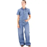 Pepe Jeans Pepe Jeansvoor vrouwen. PL230458 Overall Evelyn blauw (S), Casual, Katoen, Denim, Korte mouwen, Duurzaam