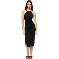 Superdry Jersey Midi-jurk met Kanten Achterkant Zwart Grootte: 42
