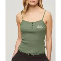 Superdry Athletic Essentials Button Down Cami Top Groen Grootte: 14-16