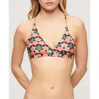 Superdry Dames Triangel bikinitop met veelkleurige gekruiste bandjes (L), Strandkleding, Gerecycled polyester, Duurzaam W3010407A