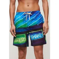 Superdry Heren Blauw zwempak met fotoprint (S), Strandkleding, Gerecycled polyester, Duurzaam M3010233A