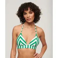 Superdry Dames Triangel bikinitop met groene strepen (XL), Strandkleding, Gerecycled polyester, Duurzaam W3010395A