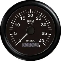 Recmar 0-4000 Rpm Tachometer Zwart 100 mm