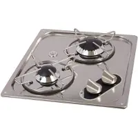 Navy Load Stainless Steel 2.8kw Gas Hob 2 Burners Zilver 323 x 353 mm