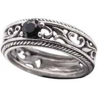 EtNox - Gothic Ring - Princess - voor Vrouwen - zwart-zilverkleurig | Maat 56