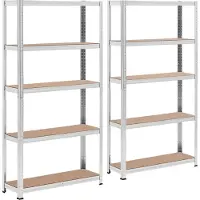 MSW Stellingkast - 90 x 30 x 180 cm - voor 5 x 175 kg - Grijs - 2 st. -