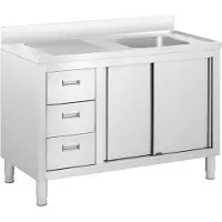 Royal Catering Wastafel kast - 1 Basin - - Roestvrij staal - 120 x 60 cm
