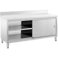 Royal Catering RVS werkkast - ECO - 180 x 60 cm - 600 kg - achterwand -