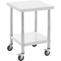 Royal Catering RVS tafel met wielen - PREMIUM - 60 x 60 cm - 120 kg -