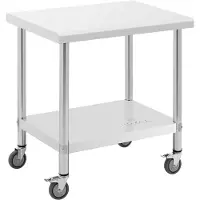 Royal Catering RVS tafel met wielen - PREMIUM - 60 x 80 cm - 135 kg -