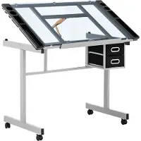 Expondo Tekentafel - 104 x 60 cm - kantelbaar- glazen blad