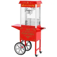 Usorteret Popcornmachine met trolley - Retro design - 195 / 235 °C - rood -