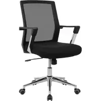 Mazazu Ergonomische Bureaustoel - Ademend Mesh - Zwart - Met Kantelfunctie & Chroom Onderstel - Compacte Kantoorstoel voor Thuiswerken - Verstelbaar