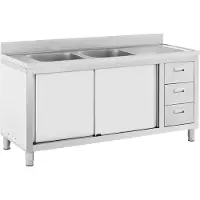 Royal Catering Wastafel kast - 2 Basin - - Roestvrij staal - 160 x 60 cm