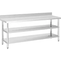 Royal Catering RVS werktafel - ECO - 200 x 60 cm - 500 kg - tussenplank -