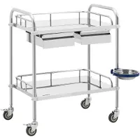 Steinberg Systems Laboratoriumwagen - roestvrij staal - 2 legborden elk 55 x 37 x 13 cm - 2 laden - 20 kg