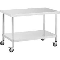 Royal Catering RVS tafel met wielen - PREMIUM - 70 x 120 cm - 158 kg -