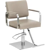 Physa Kappersstoel met voetensteun - 50 - 66 cm - 200 kg - beige/zilver