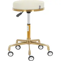 Physa Draaibare, mobiele make-up stoel met wieltjes, model CASORIA - beige en goudkleurig