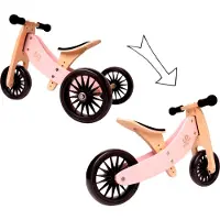 Kinderfeets 2-in-1 houten loopfiets & driewieler Tiny Tot Plus - Rose