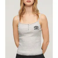 Superdry Athletic Essentials Button Down Cami Top Lichtgrijs Grootte: 14-16
