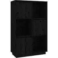 vidaXL Hoge kast 74x35x117 cm massief grenenhout zwart
