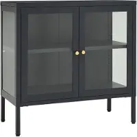 vidaXL Dressoir 70x35x70 cm staal en glas antracietkleurig