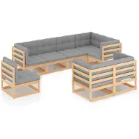 vidaXL 8-delige Loungeset met kussens massief grenenhout
